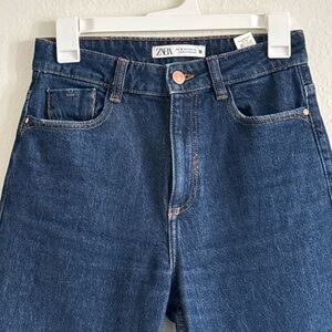Zara Dark Blue High Rise Mom Fit Ankle Length Jeans Sz 4 /26